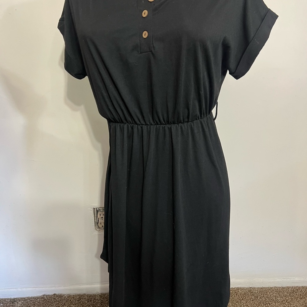 Women’s Large Black Summer Dress Size Large Polyester Midi Light